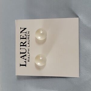 Silver-Tone Imitation Pearl Stud Earrings (6MM)